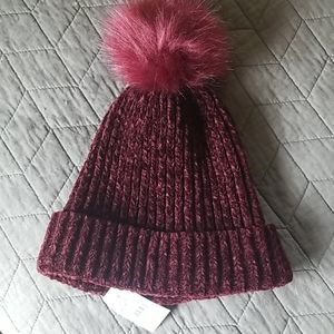 NWT LOFT Chenille Pompom Hat